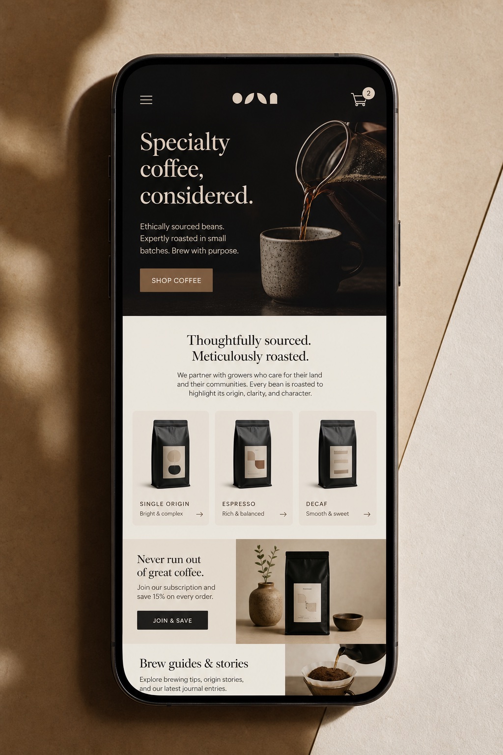 Roost mobile homepage mockup